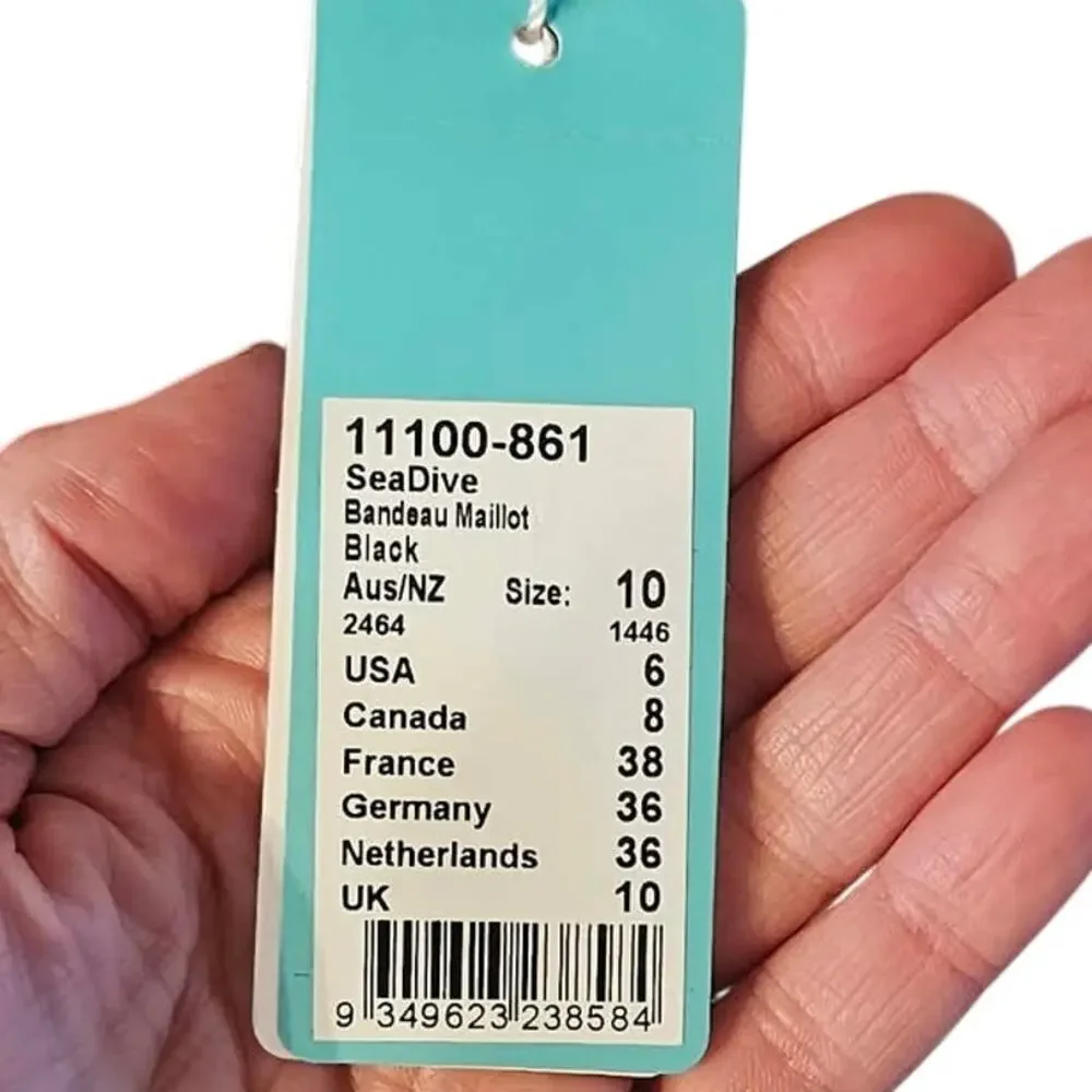 Chic Seafolly Sea Dive Bandeau One-Piece Swimsuit Black NWT US 6 - Picture 7 of 8